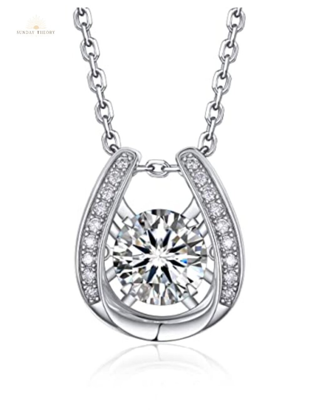 Moissanite Pendant Necklace, Sterling Silver 1 Carat